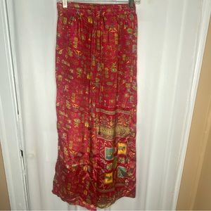 Earthbound Trading Co Boho Wide Leg Geenie Pants Medium Vacation Flowy Summer